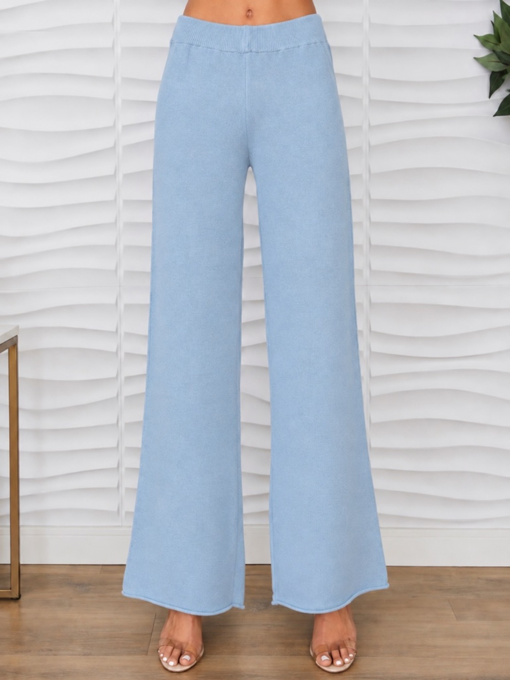 NWT Milio Milano Italian Knit Wide Leg Pants Sky Blue XS/S